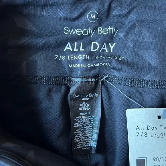 Sweaty Betty All Day Embossed Leggings Black Block Emboss Print - Picture 3 of 7